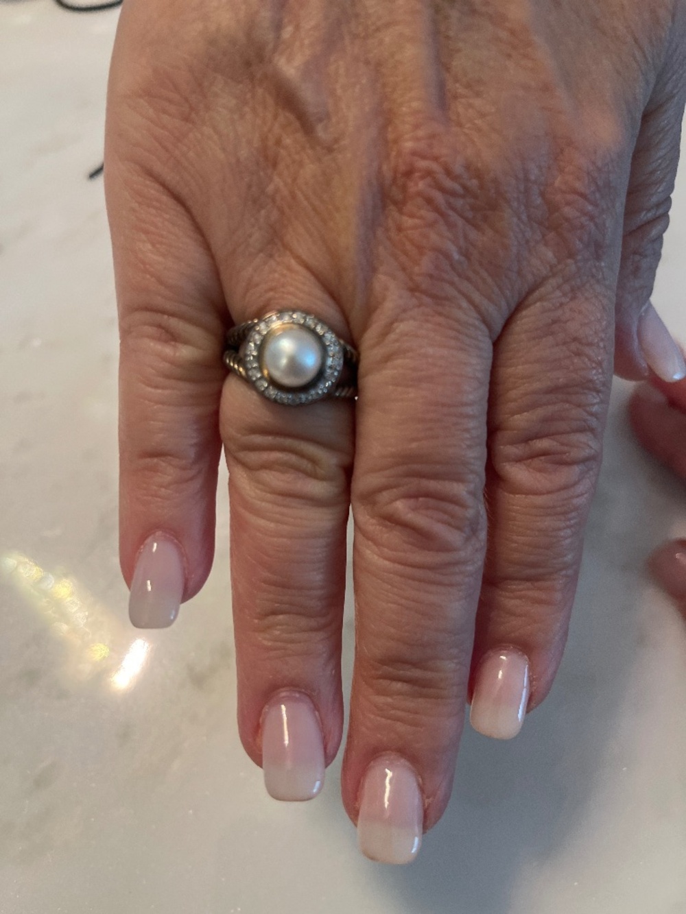 David Yurman pearl and diamond ring